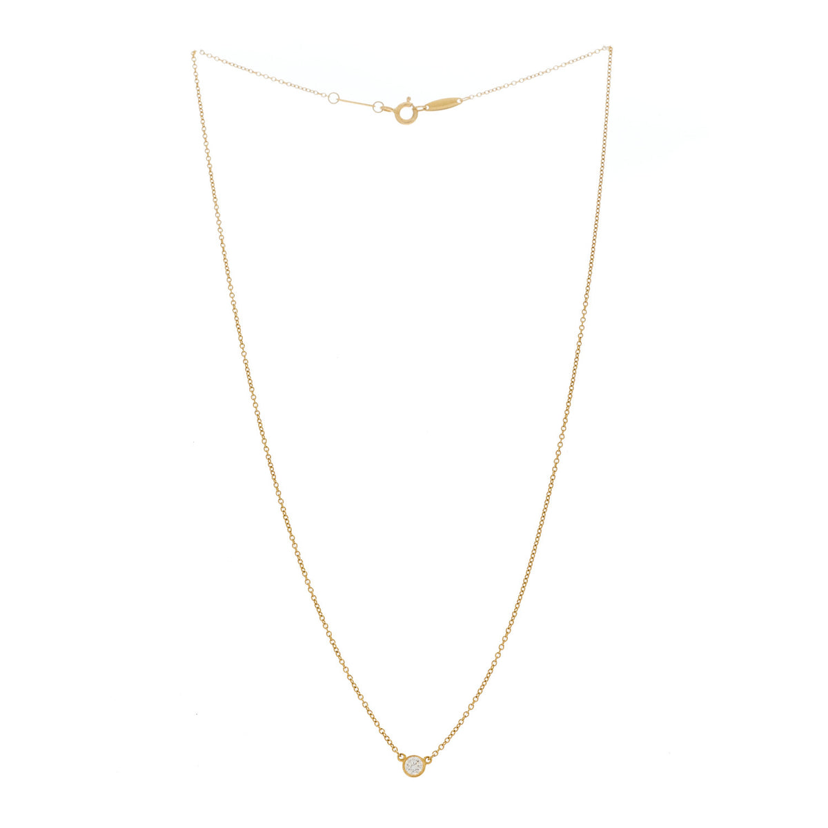Tiffany 18K Yellow Gold Diamond .17ct Elsa Peretti Diamonds by the Yard Pendant Necklace 3 of 6