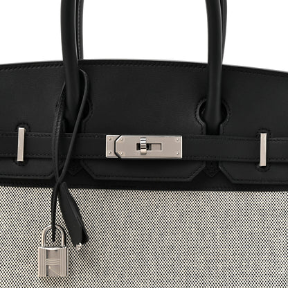 Hermes Toile Swift Birkin 30 Black Black 8 of 10
