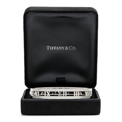 Tiffany 18K White Gold Diamond Atlas Open Hinged Bangle Bracelet 5 of 5