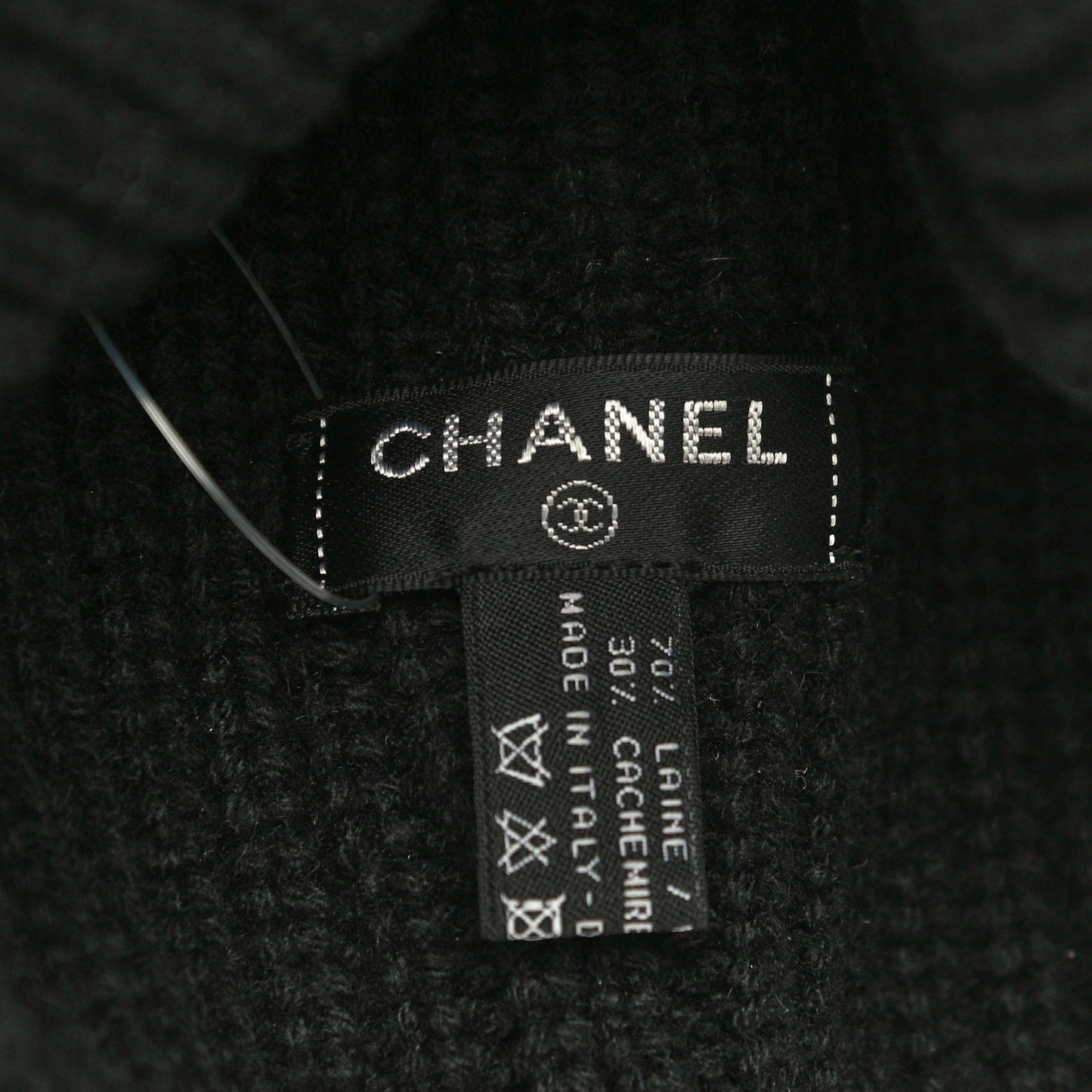 Wool Cashmere CC Beanie Hat Light Black White