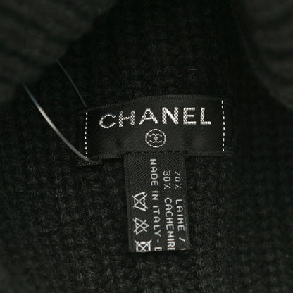 Chanel Wool Cashmere CC Beanie Hat Light Black White 5 of 8