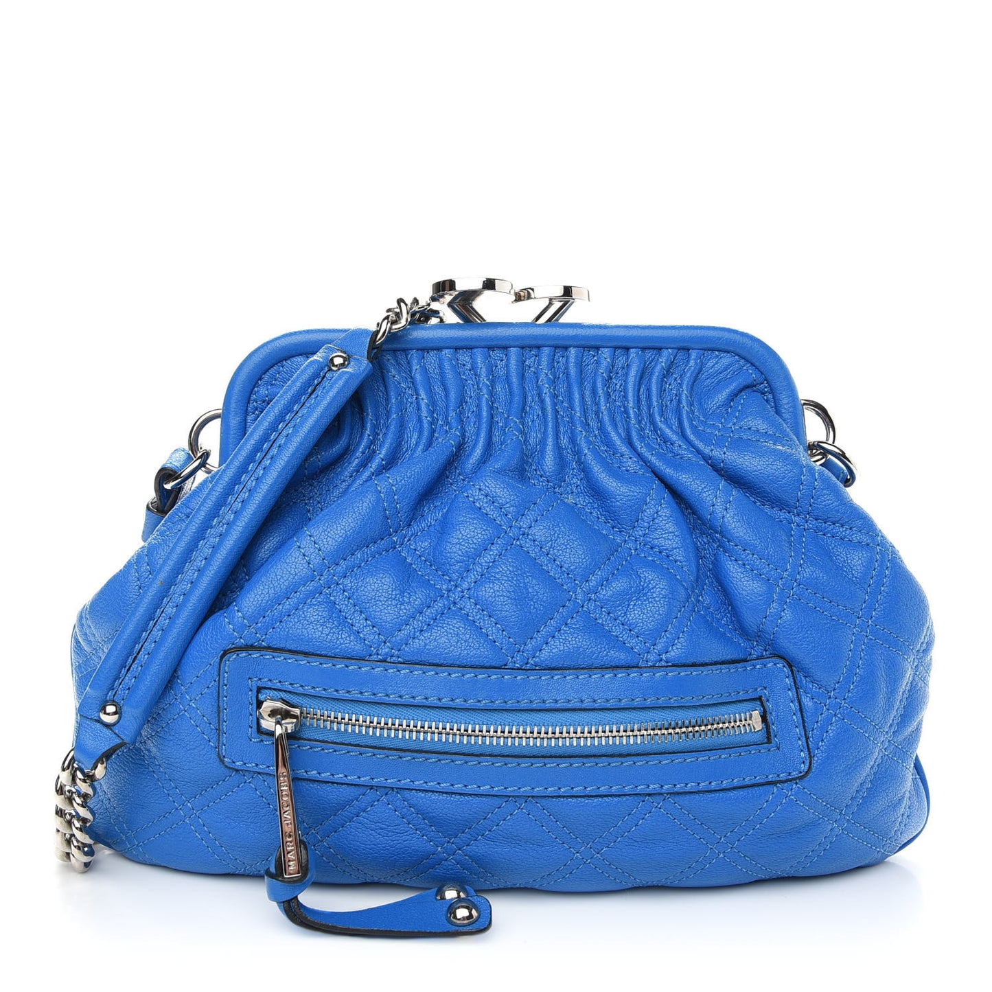 Calfskin Quilted Little Stam Bright Blue