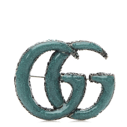 Gucci Sterling Silver Enamel GG Brooch Turquoise 1 of 2