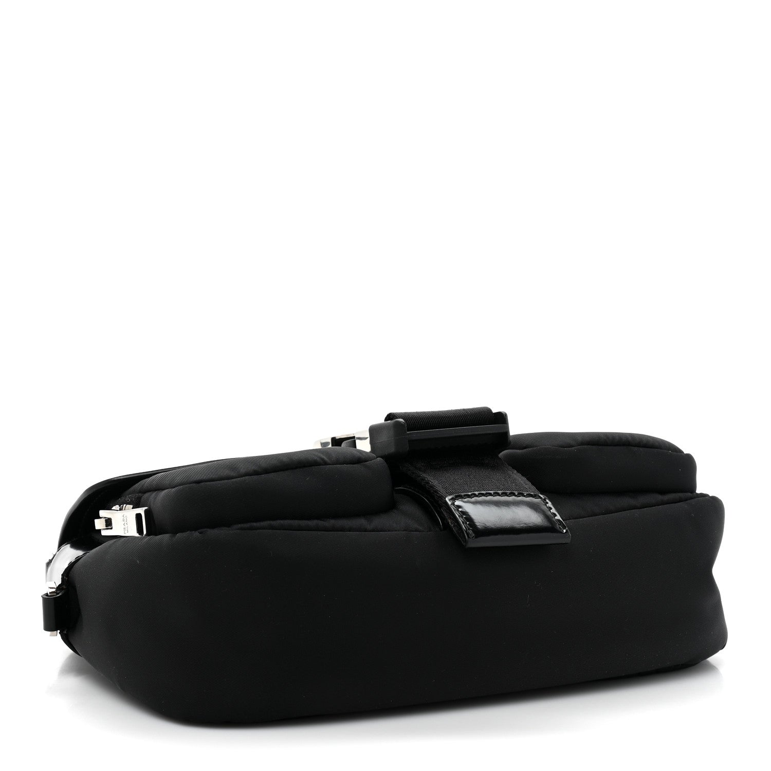 Prada Re-Nylon Spazzolato Double Pocket Buckle Shoulder Bag Black 3 of 7