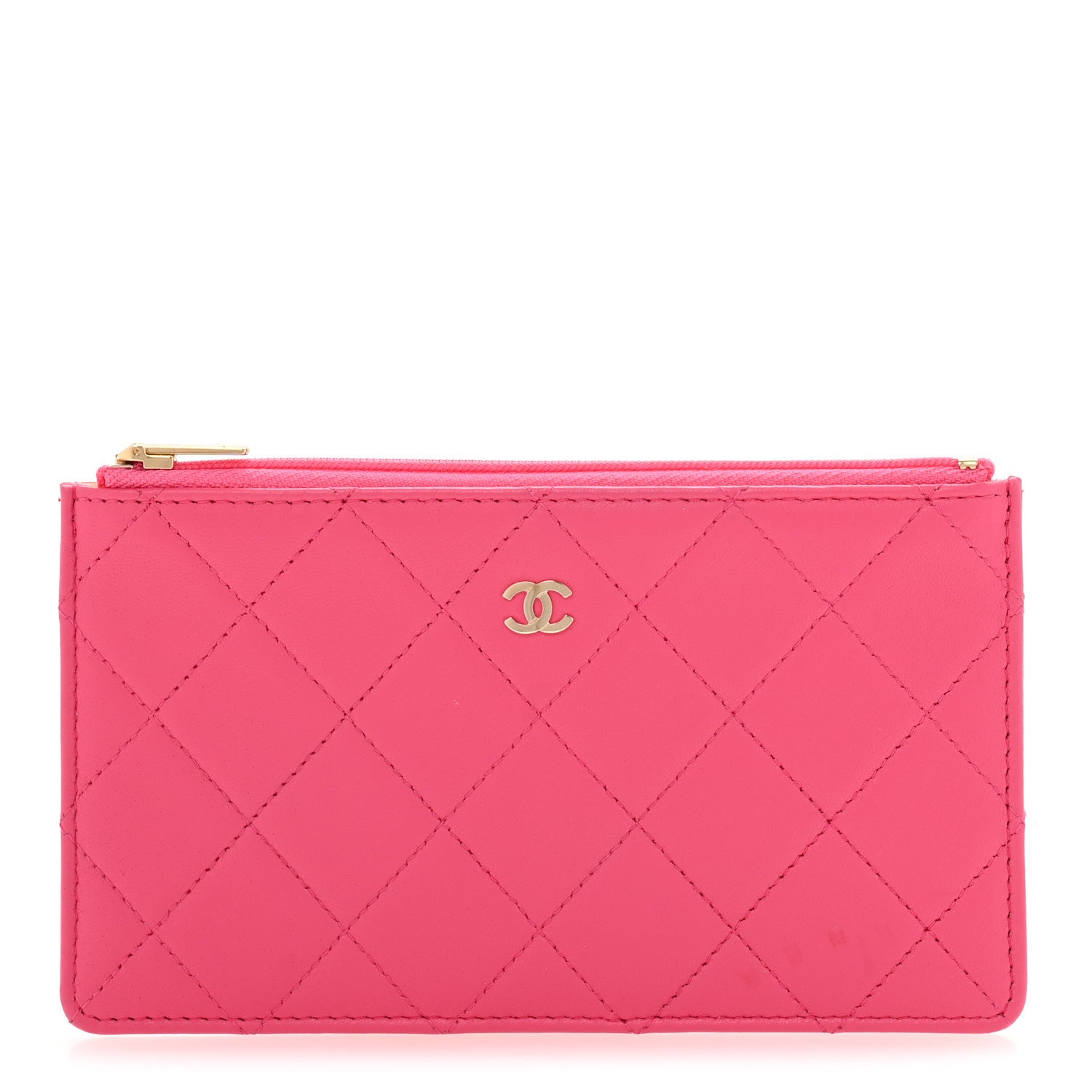 Chanel Lambskin Quilted Zip Pouch Pink 1 of 7