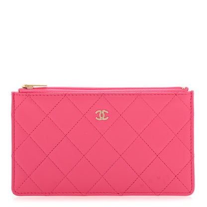 Chanel Lambskin Quilted Zip Pouch Pink 1 of 7