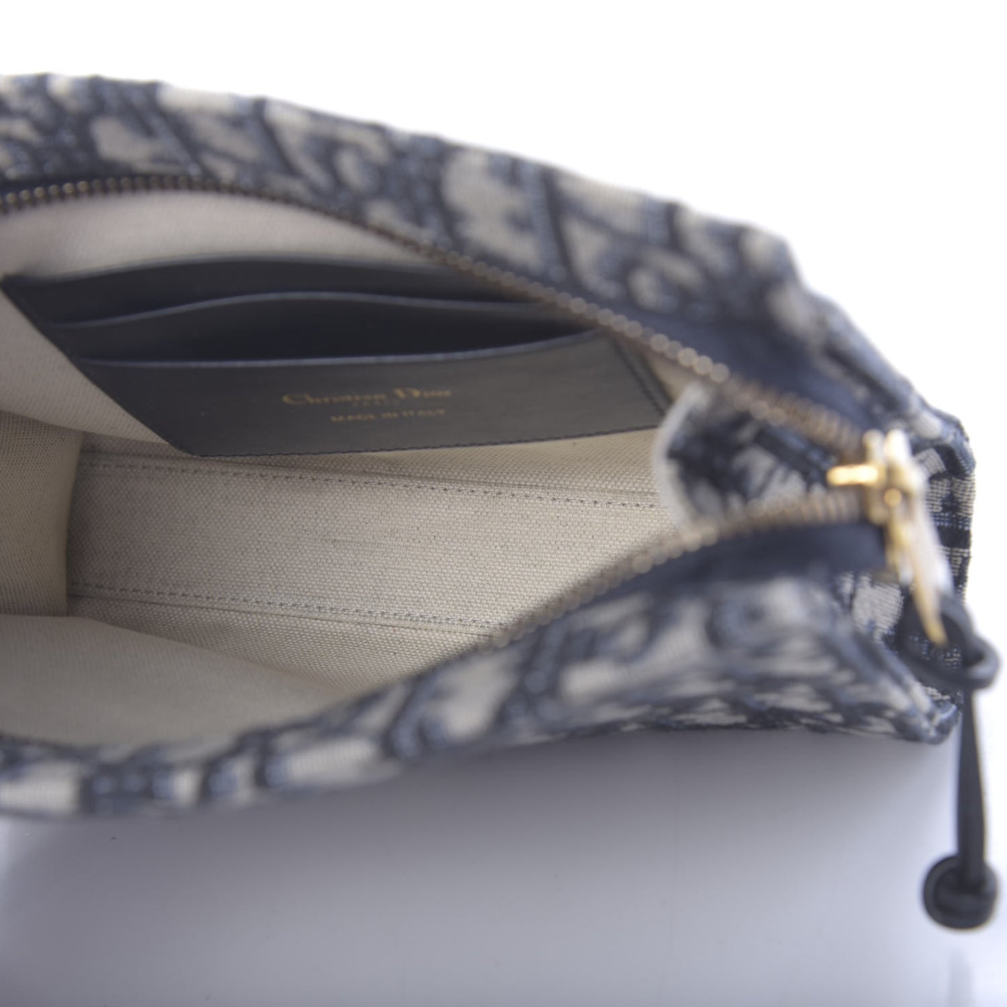 Oblique Zipped Pouch Clutch Blue