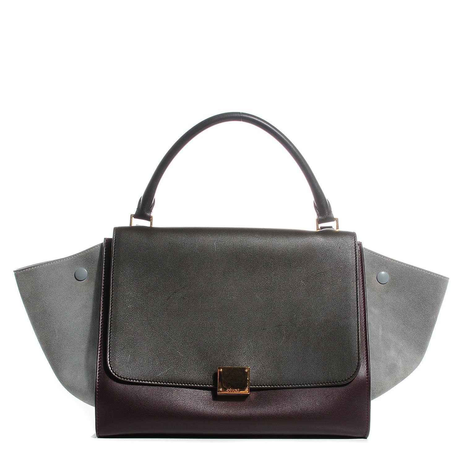 Celine Smooth Calfskin Suede Medium Tri-Color Trapeze Dark Grey 1 of 8