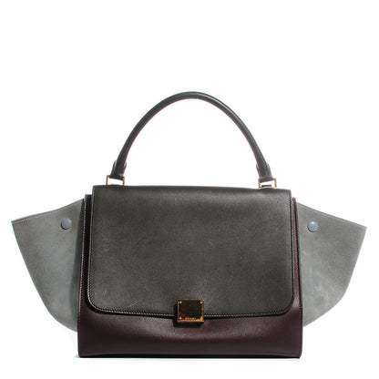 Celine Smooth Calfskin Suede Medium Tri-Color Trapeze Dark Grey 1 of 8