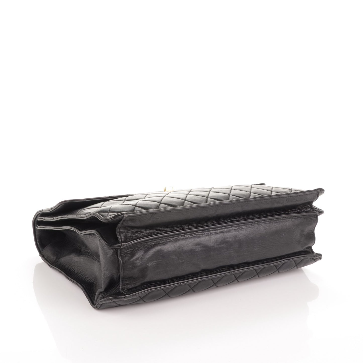 Lambskin Quilted Briefcase Laptop Bag Black