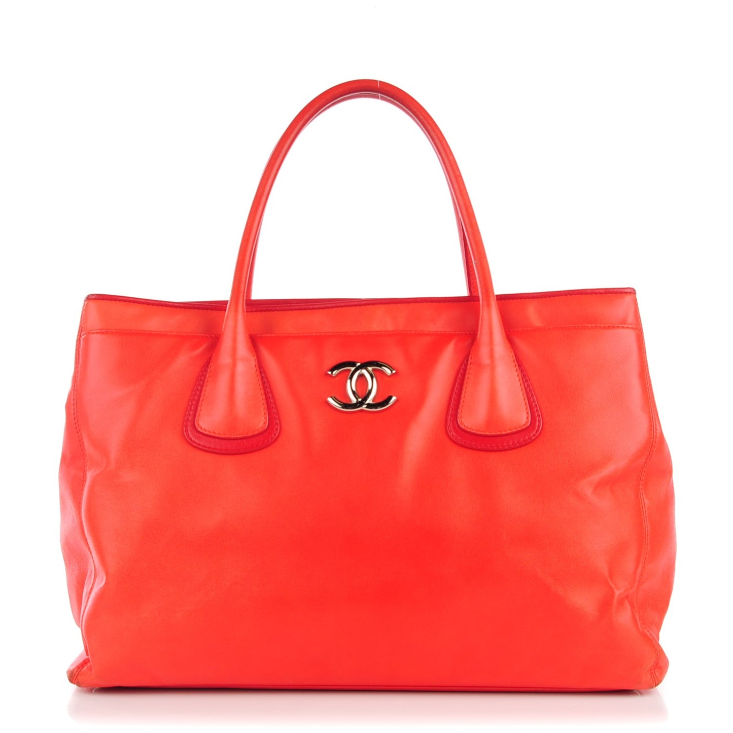 Lambskin Executive Cerf Shopper Tote Red