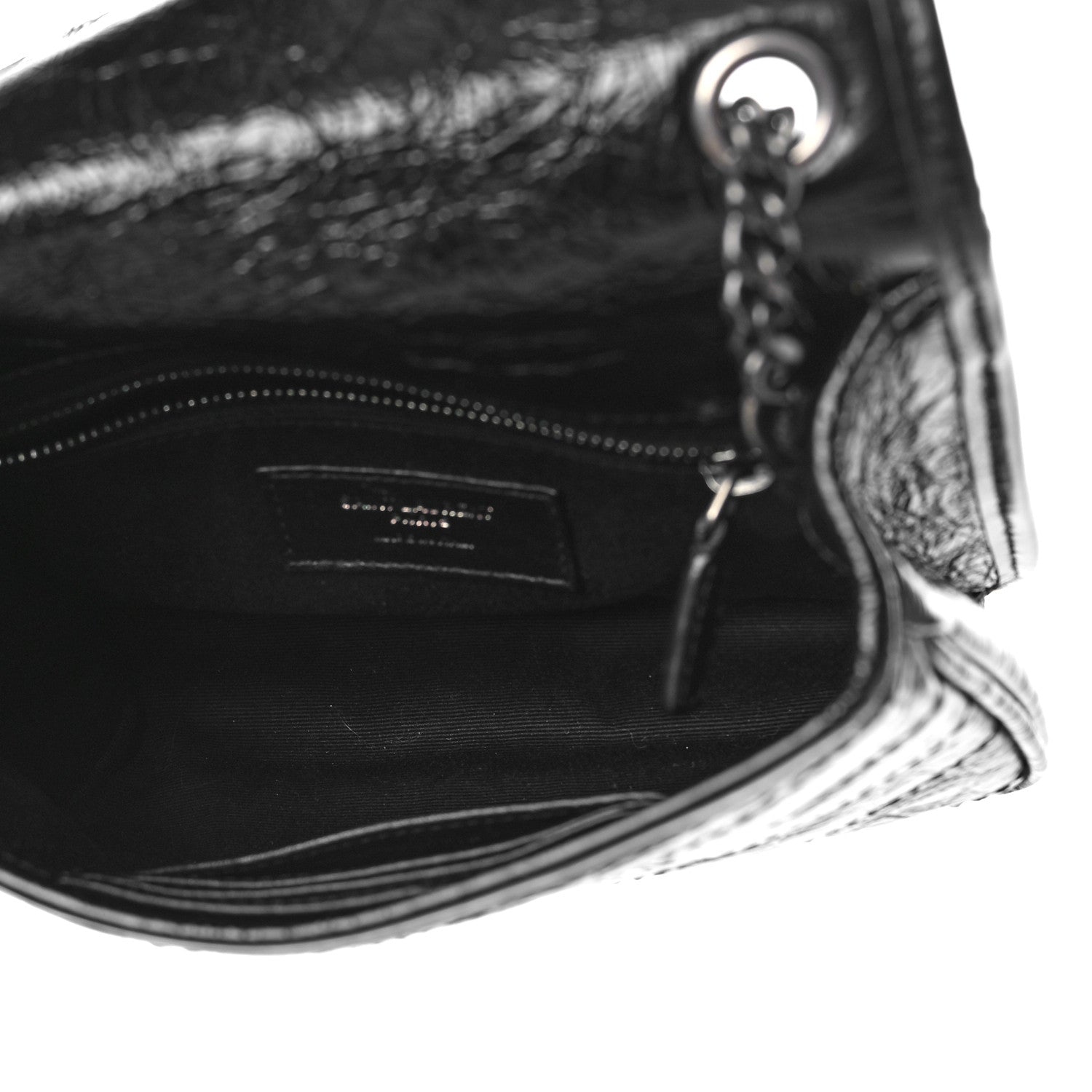 Saint Laurent Crinkled Calfskin Matelasse Monogram Niki Chain Wallet Black 5 of 9