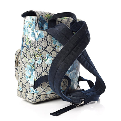 Gucci GG Supreme Monogram Blooms Small Single Buckle Backpack Beige Blue Navy 3 of 9