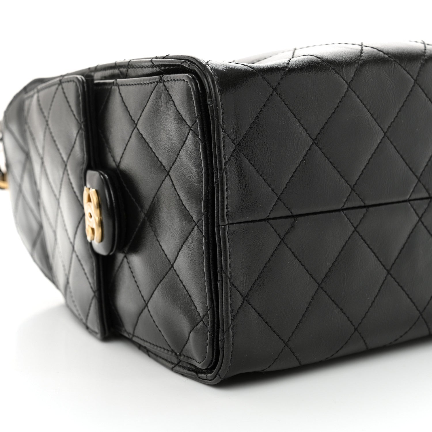 Chanel Shiny Crumpled Calfskin Quilted Small Chanel 25 Handbag Black 9 of 10