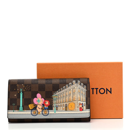 Louis Vuitton Damier Ebene 2022 Christmas Animation Paris Sarah Wallet Pink 8 of 8