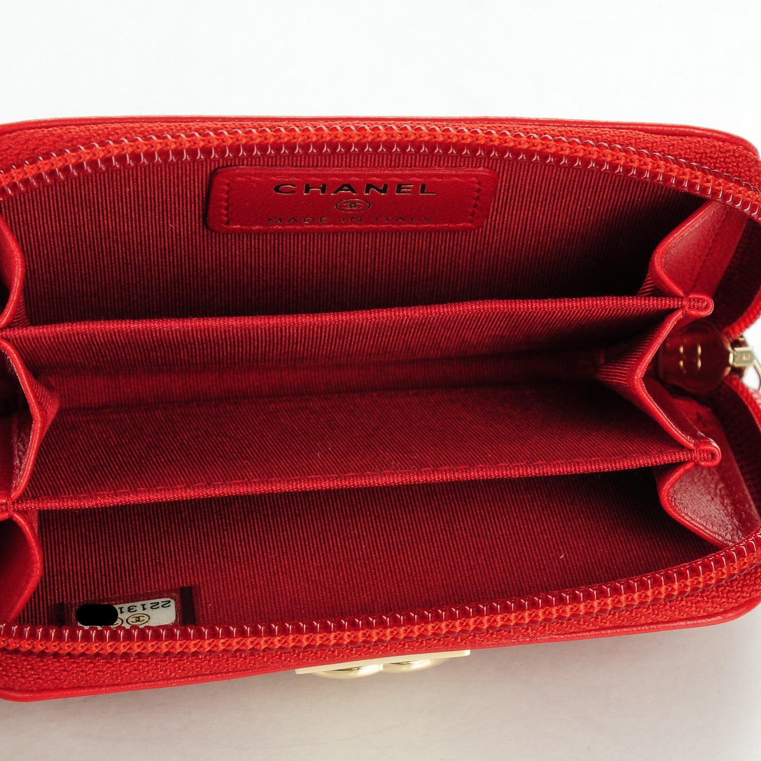 Chanel Lambskin Quilted Boy Zip Around Coin Purse Wallet Red 5 of 7