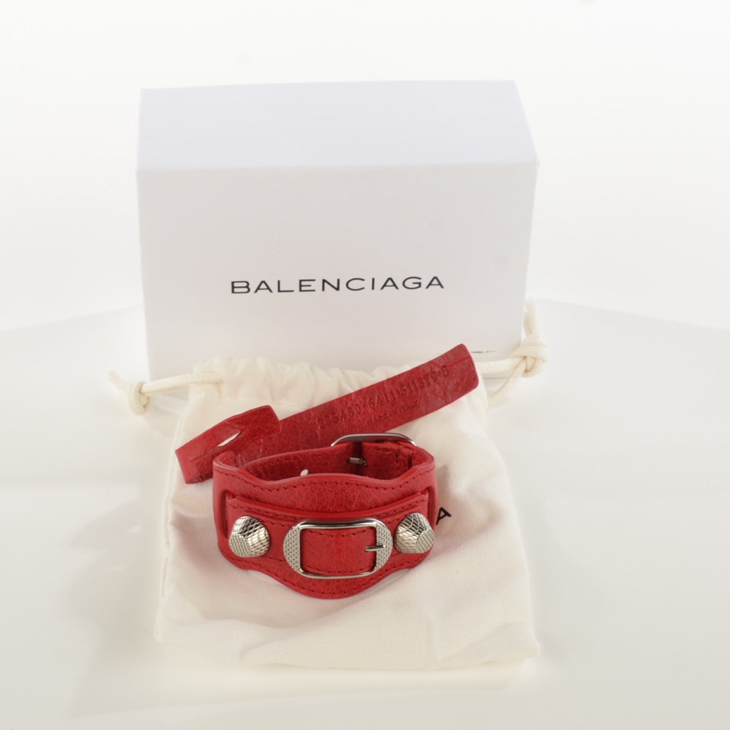 Balenciaga Agneau Arena Giant 12 Silver Hardware Bracelet S Rouge Coquelicot 6 of 6