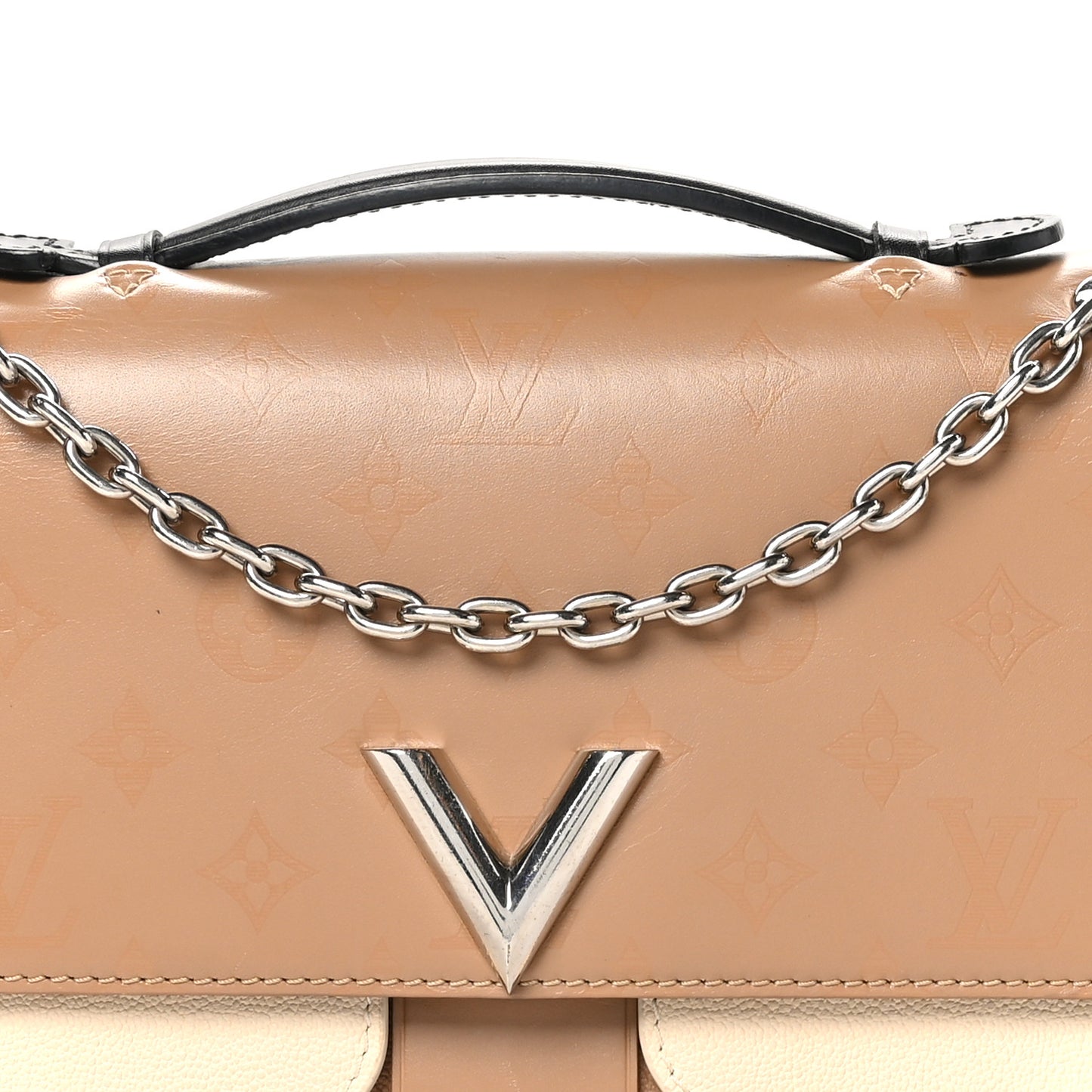 Monogram Cuir Plume Ecume Very Chain Bag Sesame Creme Black