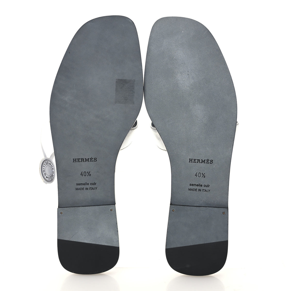 Metallic Chevre Oran Sandals 40.5 Gris Argente