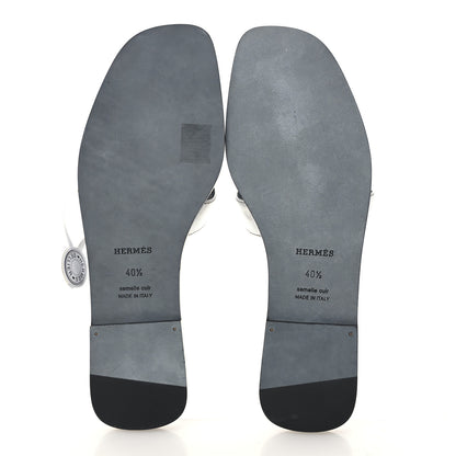 Hermes Metallic Chevre Oran Sandals 40.5 Gris Argente 6 of 10