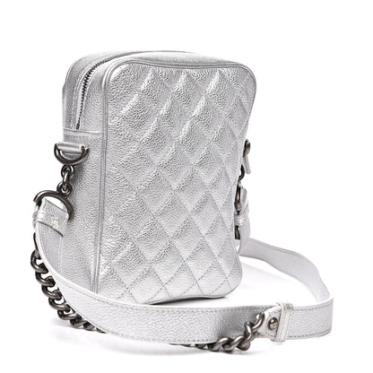 Chanel Metallic Calfskin Camera Case Silver 3 of 11