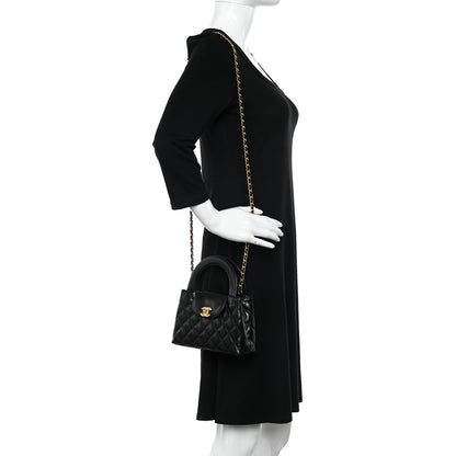 Chanel Shiny Aged Calfskin Quilted Nano Kelly Shopper Black 2 of 10