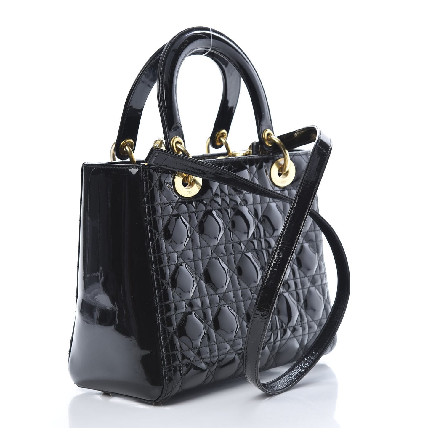 Patent Cannage Medium Lady Dior Black