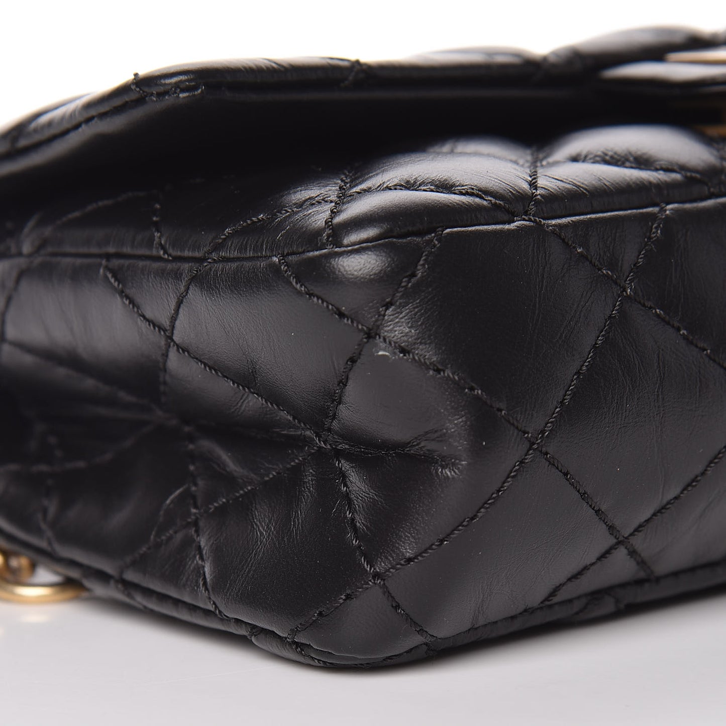 Aged Calfskin Quilted 2.55 Reissue Flap Belt Bag Clutch Black