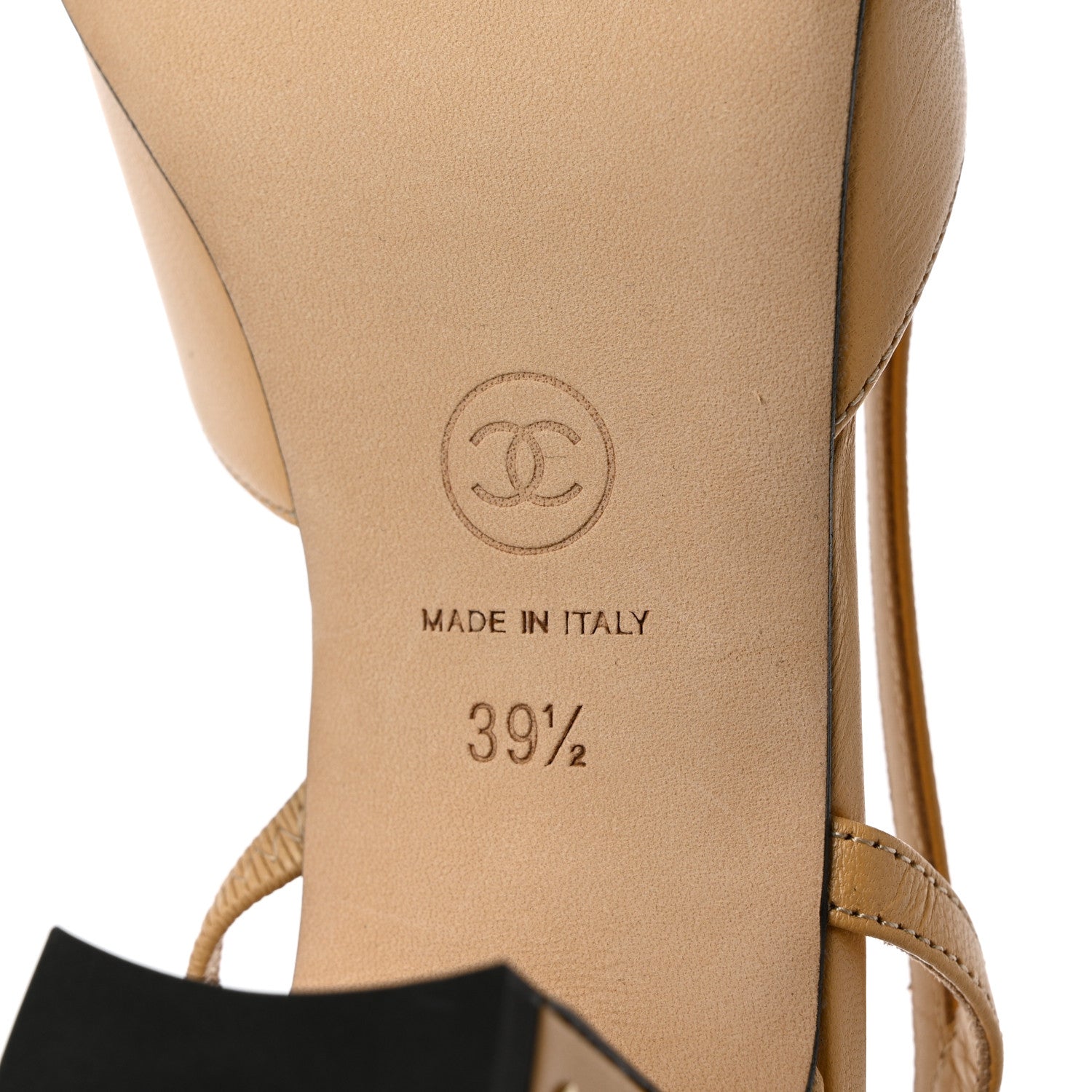 Chanel Goatskin Grosgrain Cap Toe CC Slingback Pumps 39.5 Beige Black 8 of 11