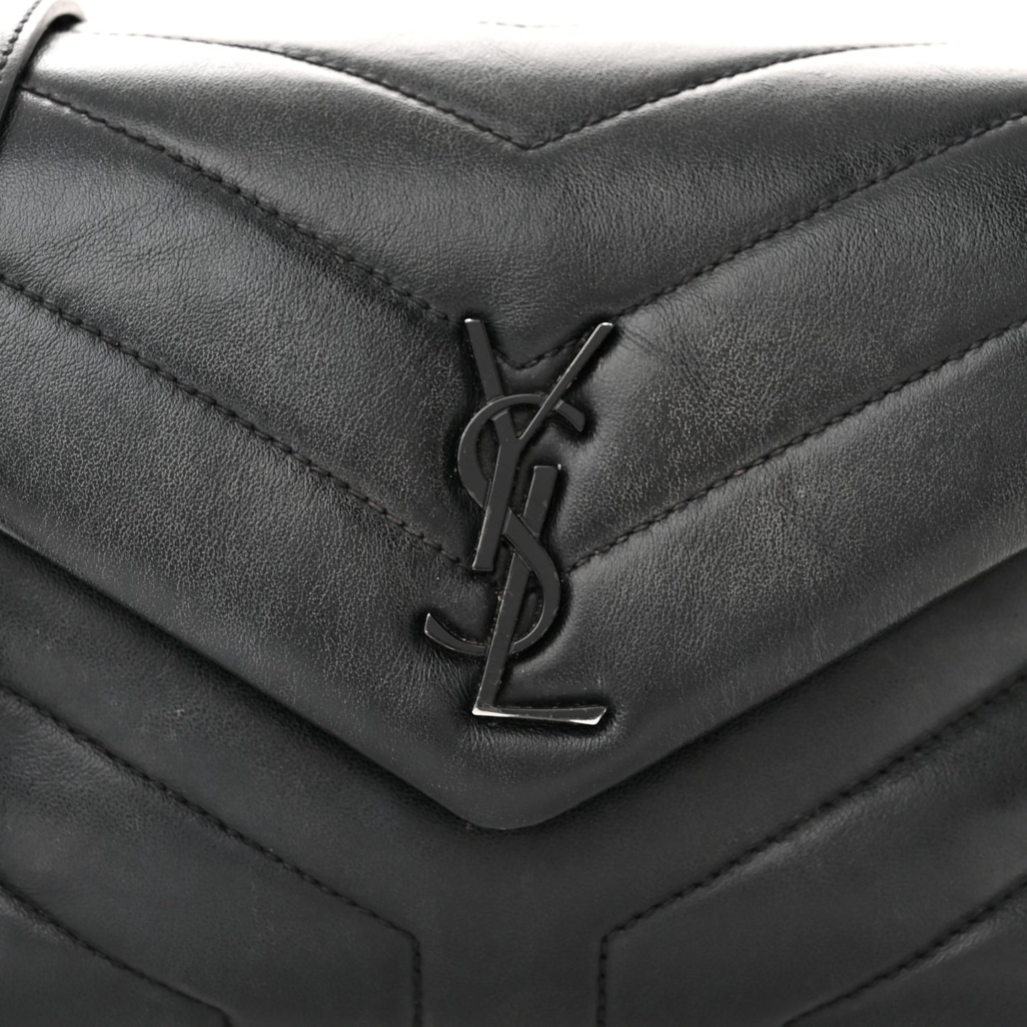 Calfskin Y Quilted Monogram Monochrome Toy Loulou Crossbody Bag Black