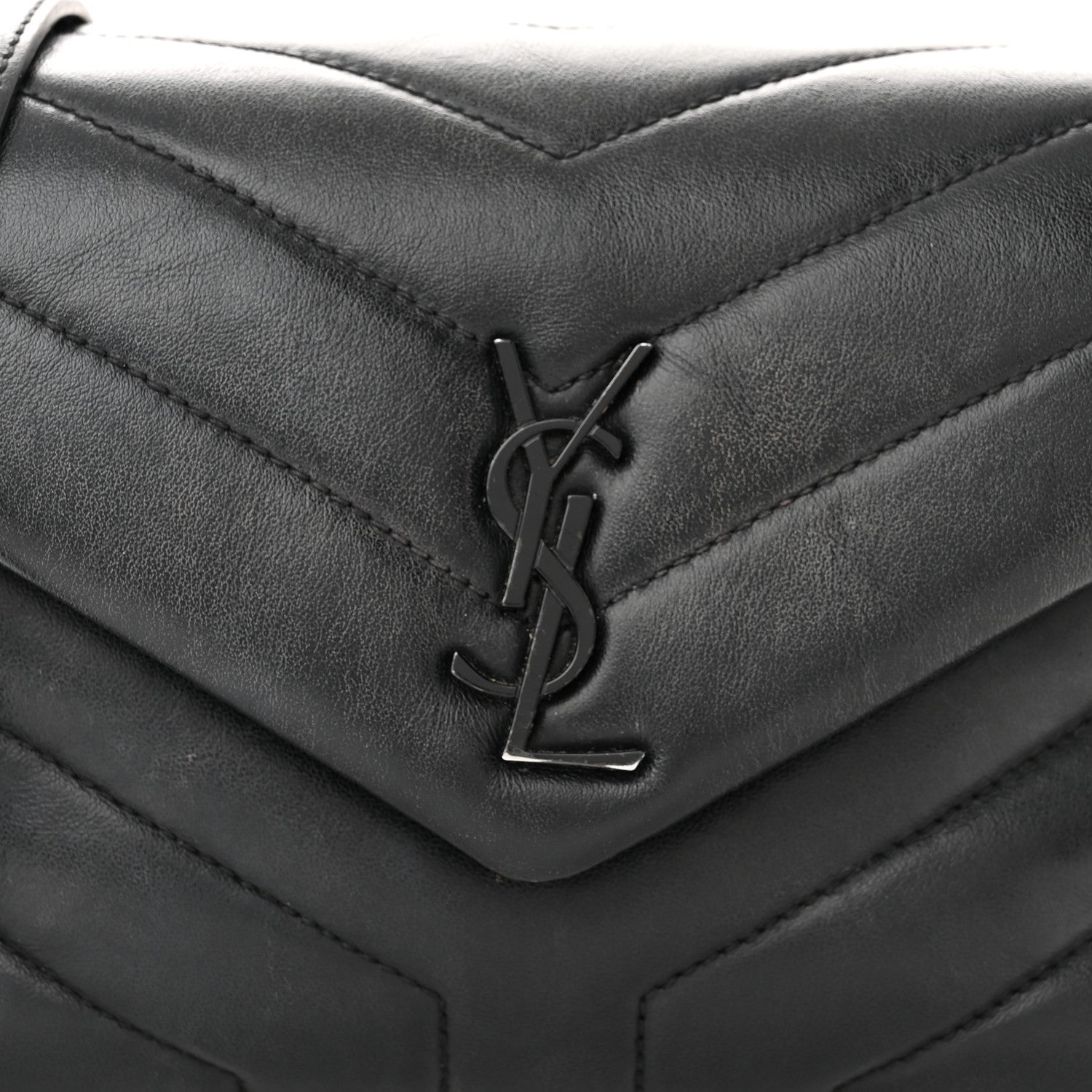 Saint Laurent Calfskin Y Quilted Monogram Monochrome Toy Loulou Crossbody Bag Black 8 of 13