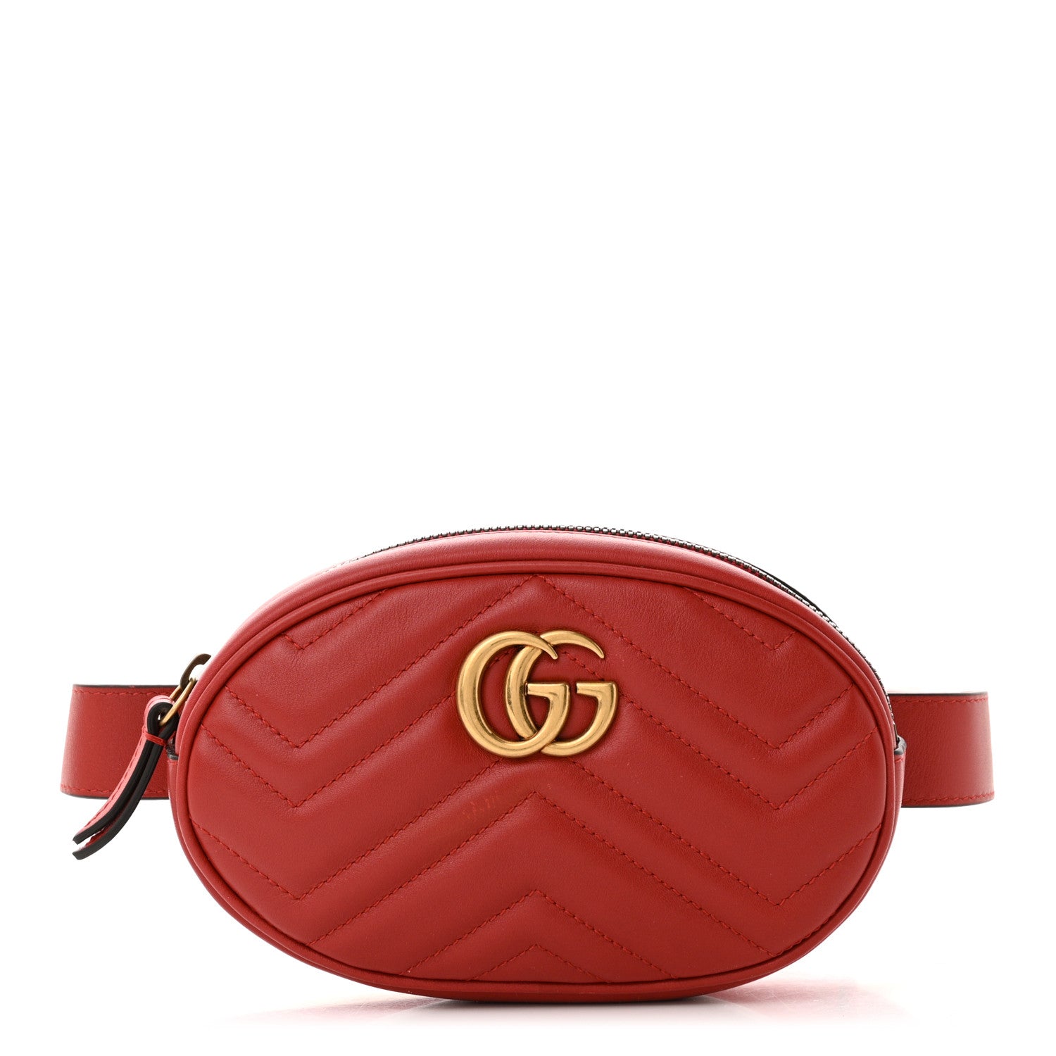 Gucci Calfskin Matelasse GG Marmont Belt Bag 85 34 Hibiscus Red 1 of 11
