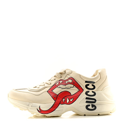 Gucci Calfskin Mouth Print Womens Rhyton Sneakers 36.5 Ivory 1 of 10