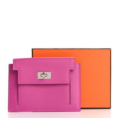 Hermes Chevre Mysore Kelly Pocket Compact Wallet Rose Pourpre 11 of 11