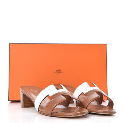 Hermes Calfskin Oasis Sandals 38.5 Gold White 10 of 10
