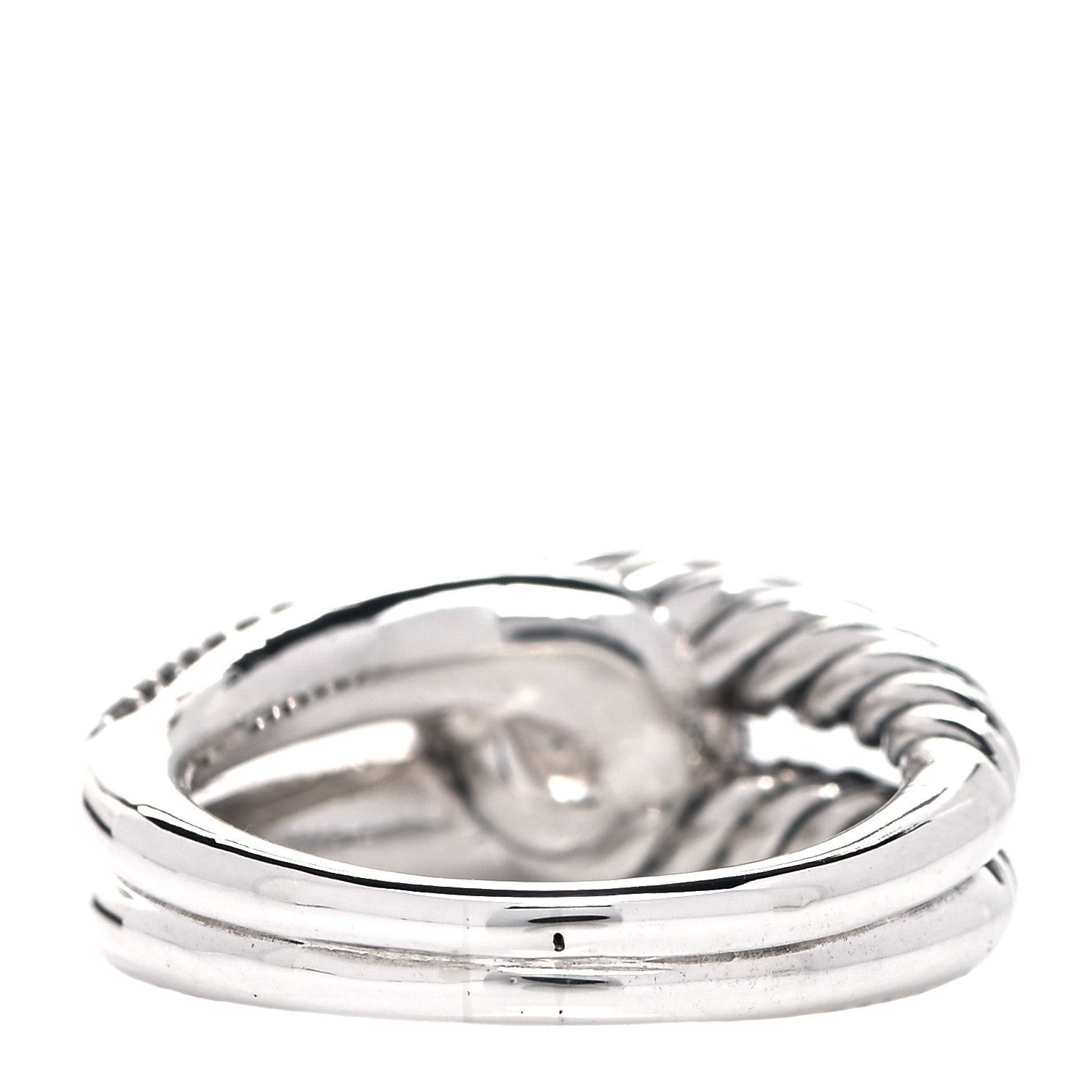 David Yurman Sterling Silver Pave Diamond Single Loop Labyrinth Ring 54 7 3 of 5