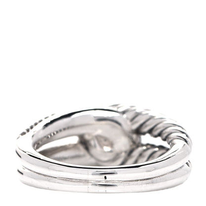 David Yurman Sterling Silver Pave Diamond Single Loop Labyrinth Ring 54 7 3 of 5