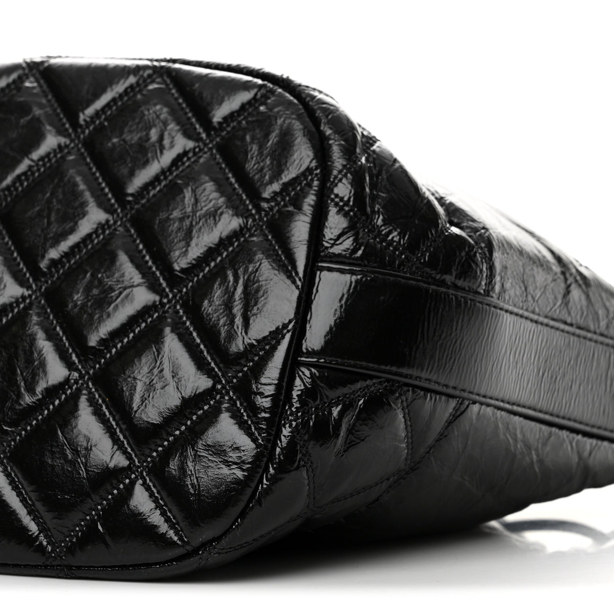 Chanel Shiny Aged Calfskin CC Chain Drawstring Bag Black 10 of 13