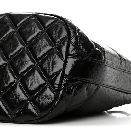 Chanel Shiny Aged Calfskin CC Chain Drawstring Bag Black 10 of 13