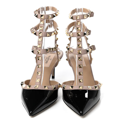 Valentino Garavani Patent Nappa Rockstud Ankle Strap 65mm Pumps 37.5 Black Poudre 2 of 8