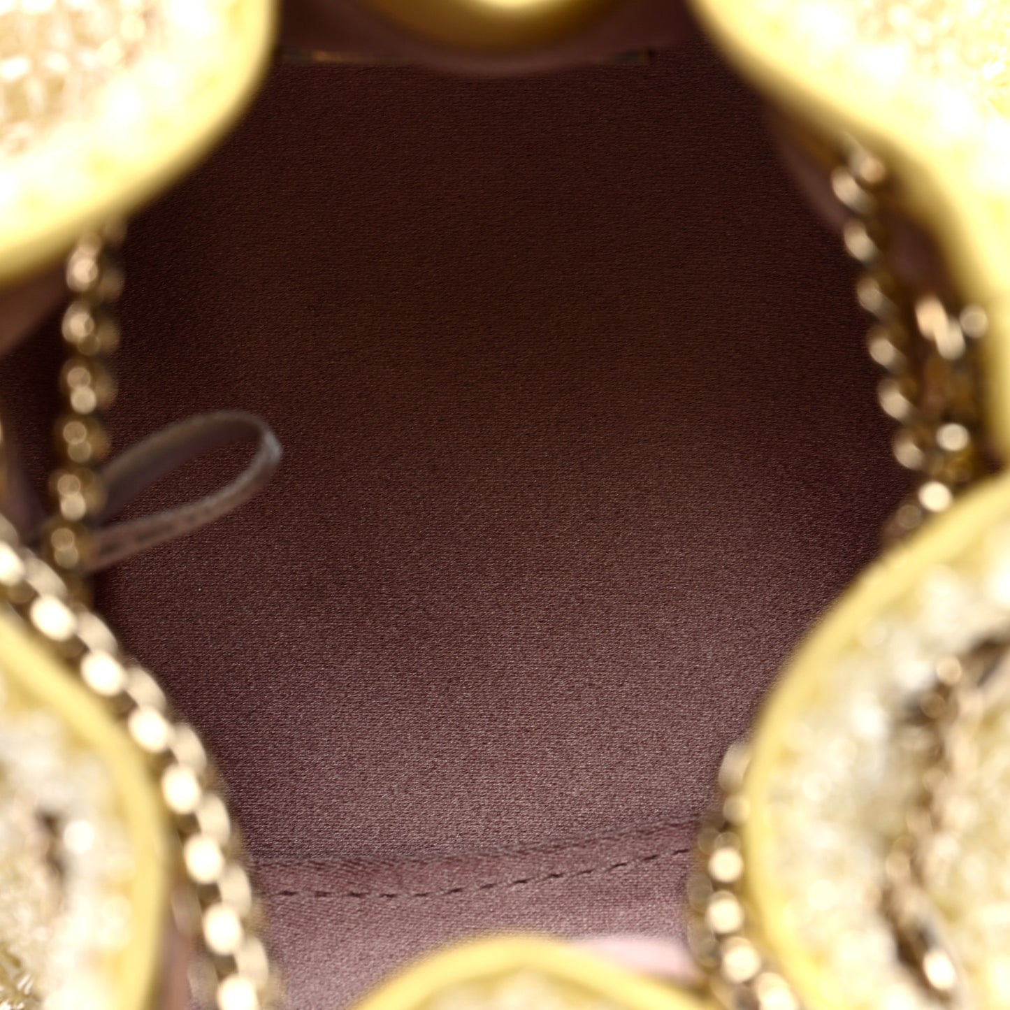 Satin Crystal Embellished Micro Bon Bon Bag Light Yellow