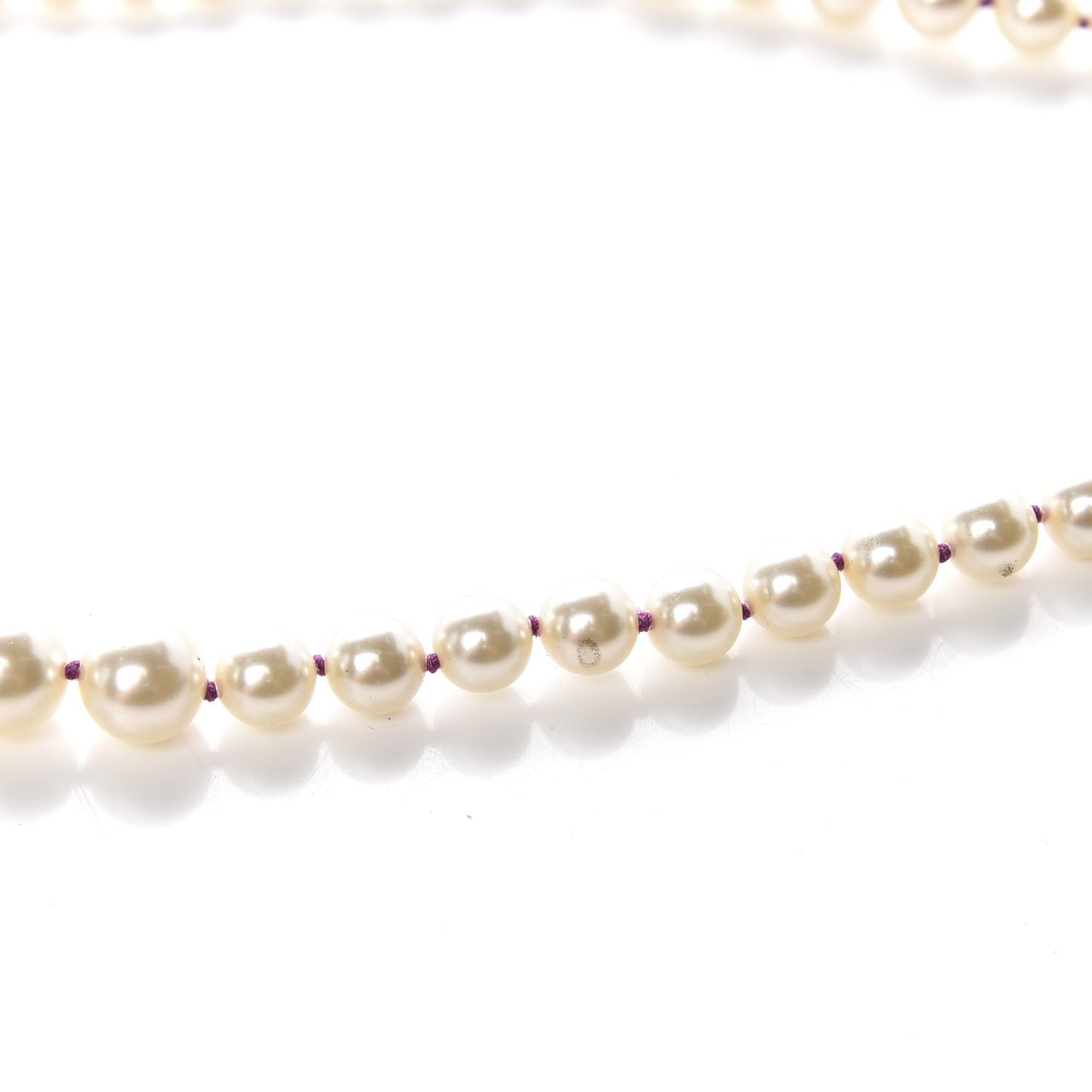 Pearl Crystal Gripoix CC Long Necklace Gold Pearly White Red