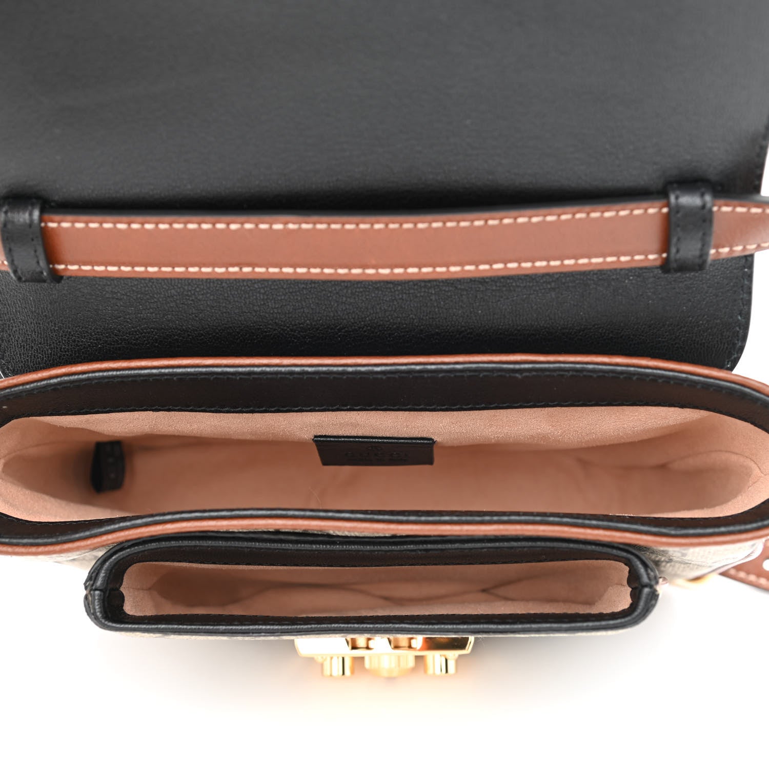 Gucci GG Supreme Monogram New Sakai Lux Calfskin Mini Padlock Flap Pocket Shoulder Bag Beige Ebony Black Cuir 5 of 10