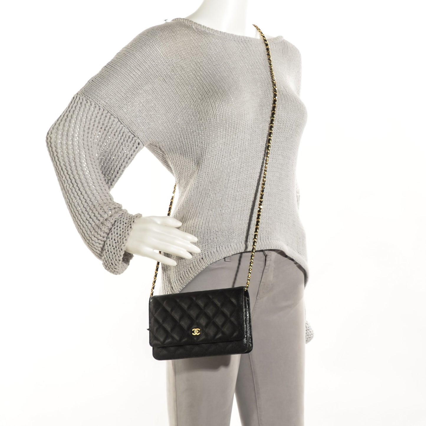 Caviar Quilted Wallet On Chain WOC Black