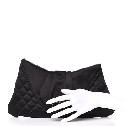 Chanel Satin Quilted Flap Clutch Black 2 of 9