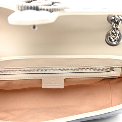 Gucci Vintage Effect Calfskin Matelasse Diagonal Small Torchon GG Marmont Shoulder Bag Blue Agata Mystic White 5 of 10