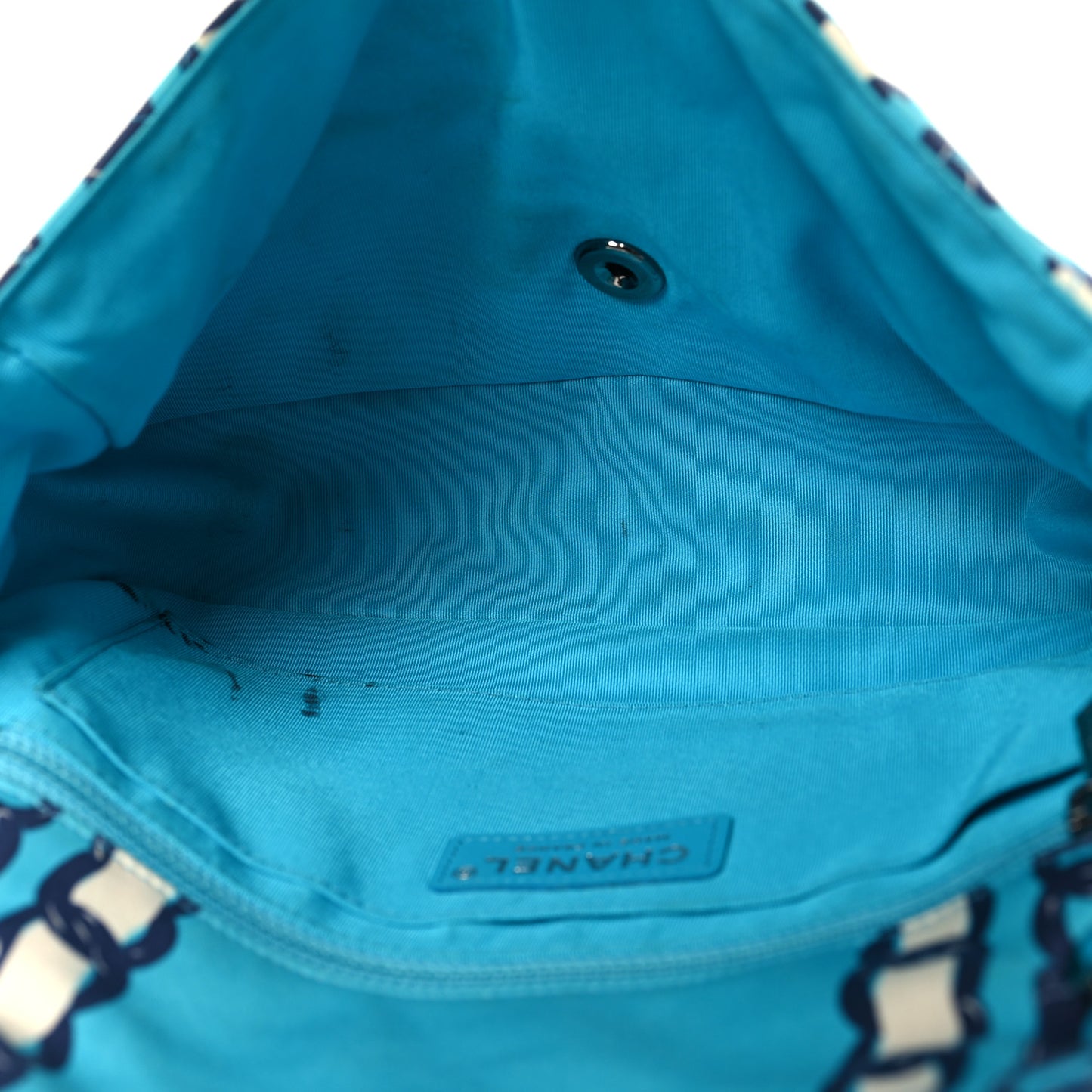 Silk Chain Printed Medium Single Flap Blue