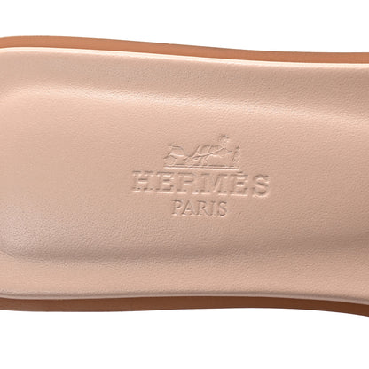 Hermes Box Calfskin Oran Sandals 37.5 Rose Pale 8 of 10