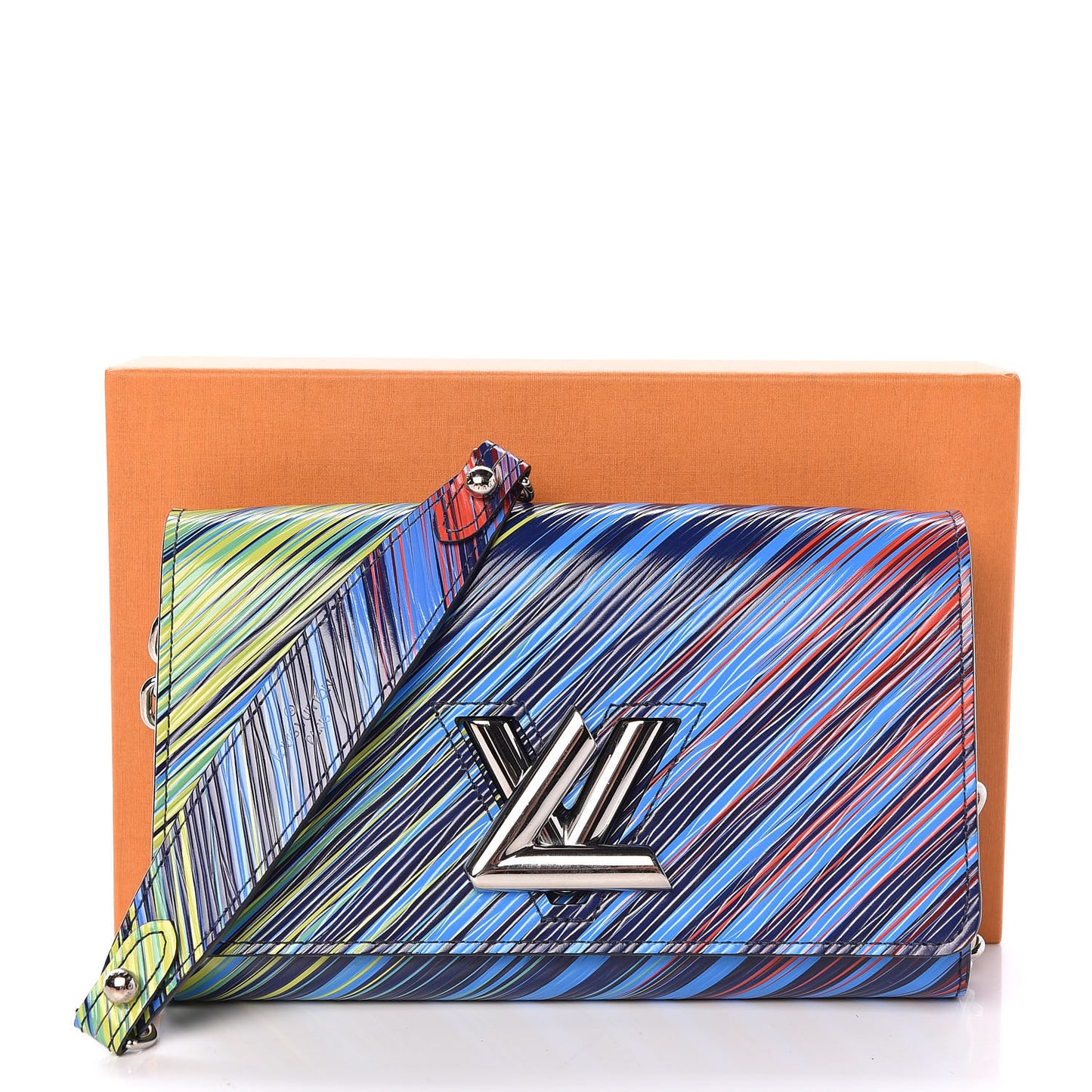 Epi Tropical Printed Twist Chain Wallet Vert Rouge