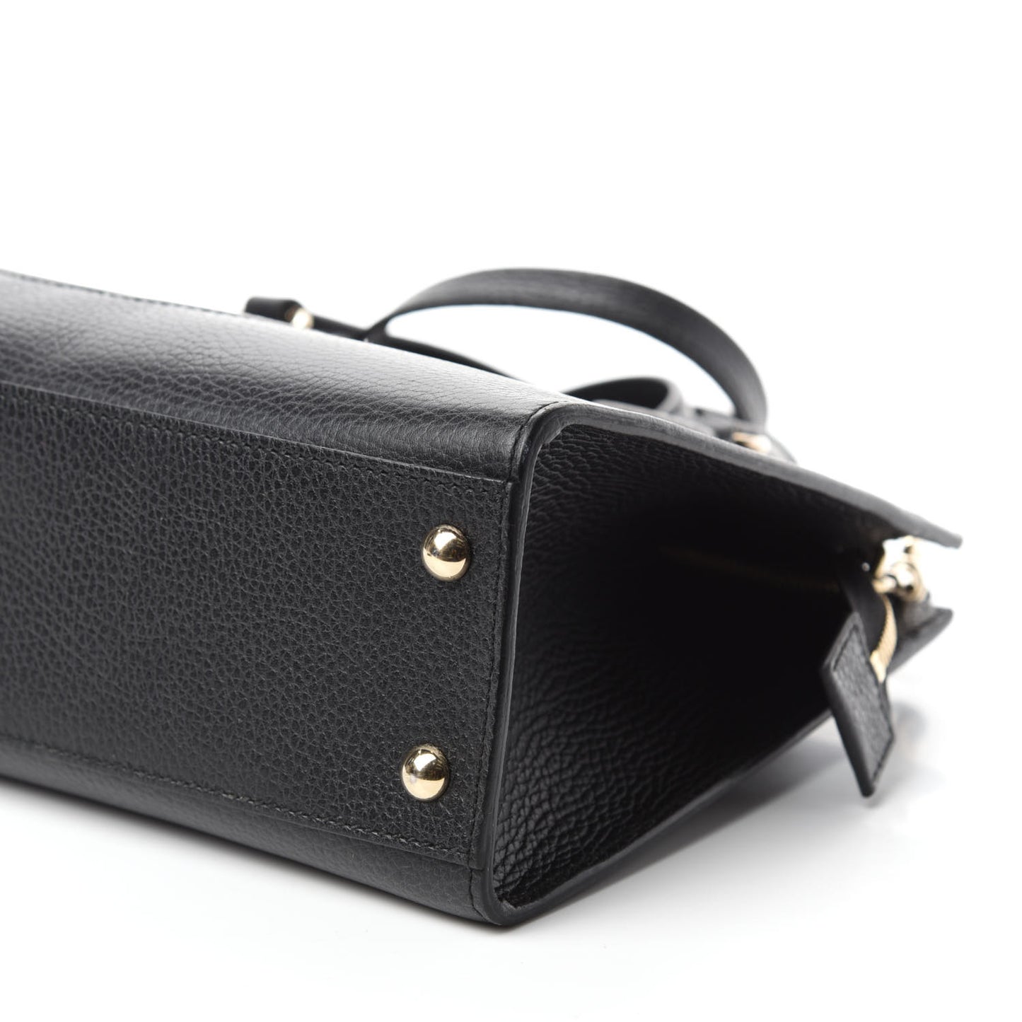 Pebbled Calfskin Medium Soho Top Handle Satchel Black